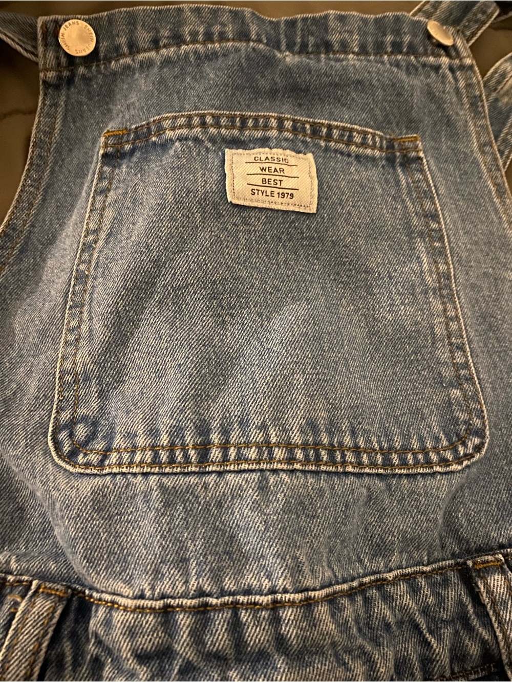 SHEIN Light Blue Denim Overalls with Front Bib Pocket